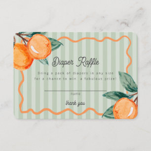 Green Little Cutie Citrus Baby Diaper Raffle Enclosure Card