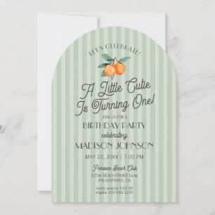 Green Little Cutie Citrus Birthday Party Invitation