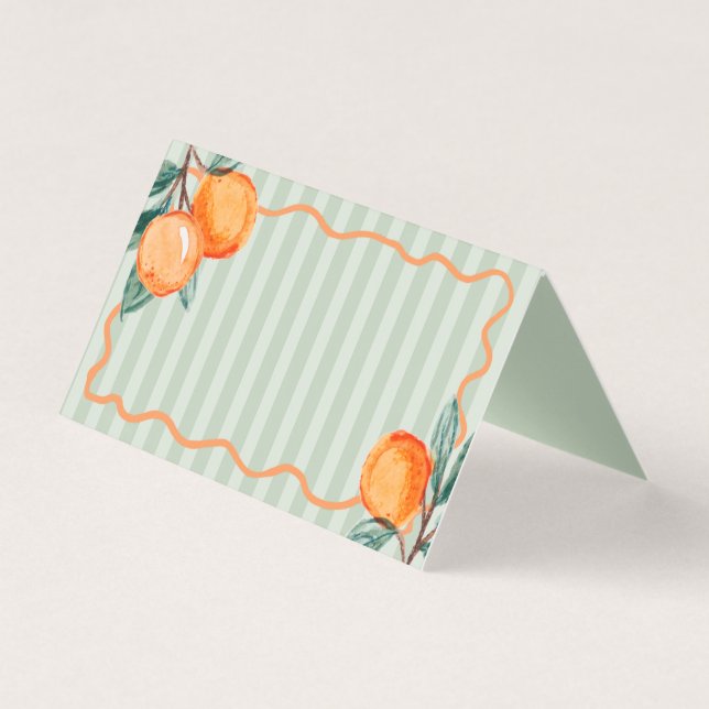 Green Little Cutie Citrus Party Table Place Cards (Front)