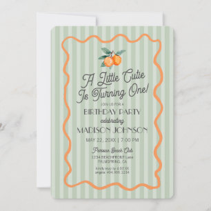Green Little Cutie Pastel Citrus Theme Birthday Invitation
