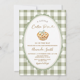 Green Little Cutie Pie Is on the Way Baby Shower Invitation
