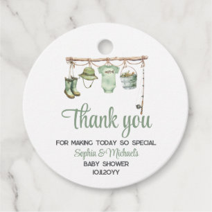 Green Little Fisherman Baby Shower Favour Tags