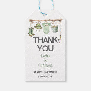 Green Little Fisherman Baby Shower Gift Tags