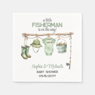 Green Little Fisherman Baby Shower Napkin