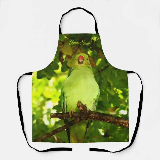 Green Little Parrot Bird   Apron (Front)