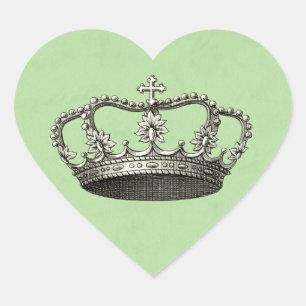 Green Little Prince Crown Baby Shower Favours Heart Sticker