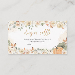 Green Little Pumpkin Baby Shower Diaper Raffle Enclosure Card