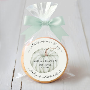 Green Little Pumpkin Baby Shower Thank You Classic Round Sticker