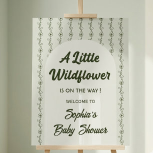 Green Little Wildflower Baby shower Welcome Acrylic Sign