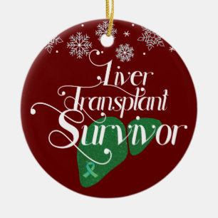 Green Liver Transplant Survivor Custom Holiday Ceramic Tree Decoration