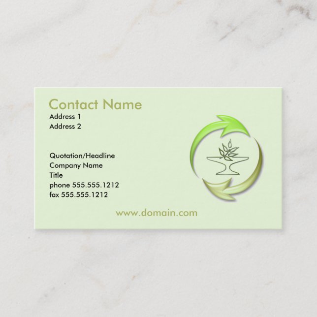 Green Living Business Card (Front)