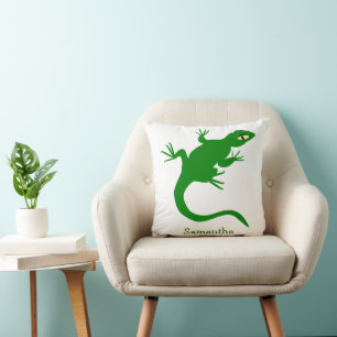 Green Lizard Design Personalised Cushion