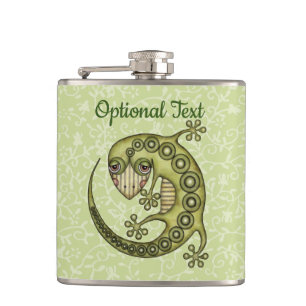 Green Lizard Hip Flask