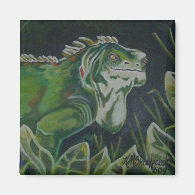 Green Lizard Iguana Magnet (Front)