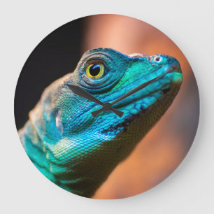 Green lizard large clock