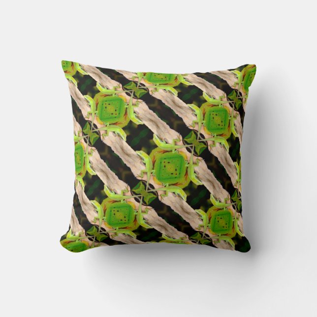 green lizard pattern abstract plain black cushion (Front)
