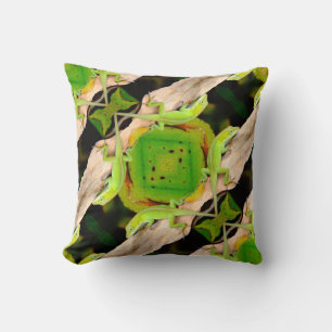 green lizard pattern abstract plain black cushion