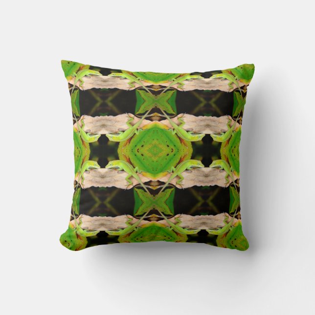 green lizard pattern abstract plain black cushion (Front)