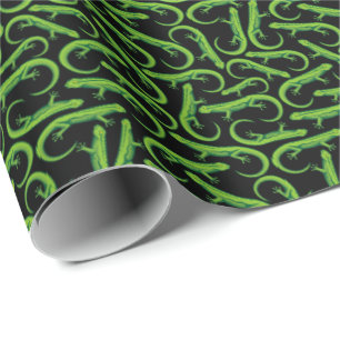 Green Lizard Pattern Wrapping Paper