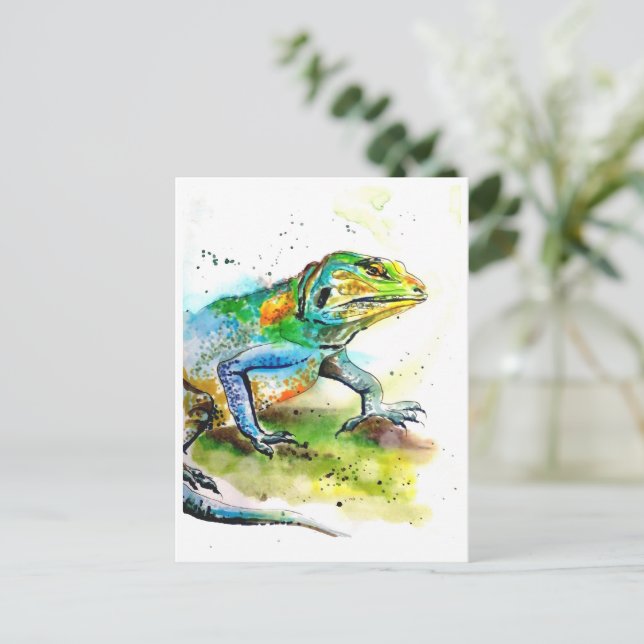 Green Lizard Postcard (Standing Front)