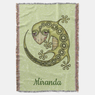 Green Lizard Throw Blanket