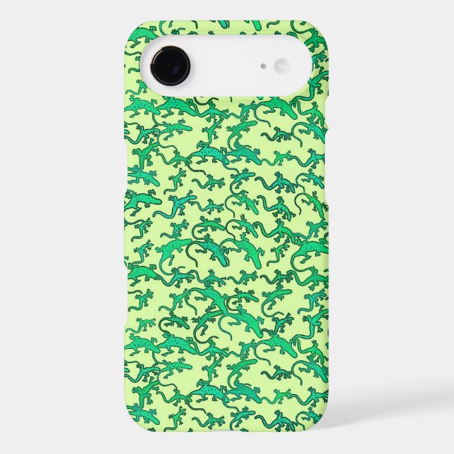 Green lizards on a lime green background Case-Mate iPhone case (Back)