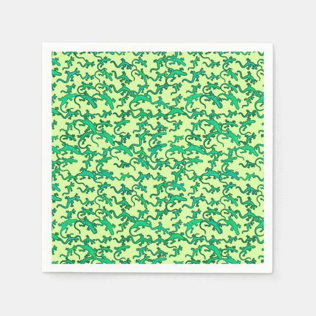 Green lizards on a lime green background napkin (Front)