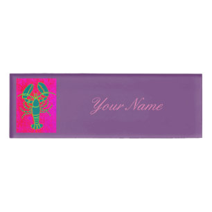 green lobster Thunder_Cove pink Name Tag