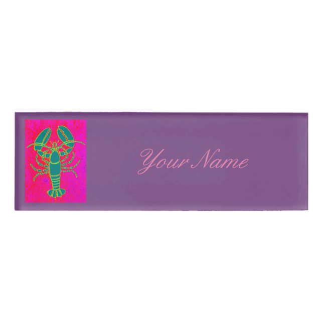 green lobster Thunder_Cove pink Name Tag (Front)
