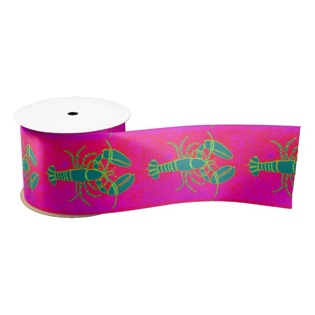 green lobsters Thunder_Cove pink Satin Ribbon (Spool)