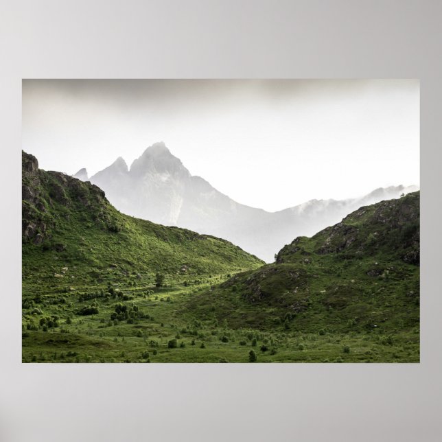 Green Lofoten Landscape Poster (Front)