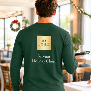 Green Logo Christmas Staff Serving Holiday Cheer T-Shirt