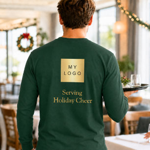 Green Logo Christmas Staff Serving Holiday Cheer T-Shirt