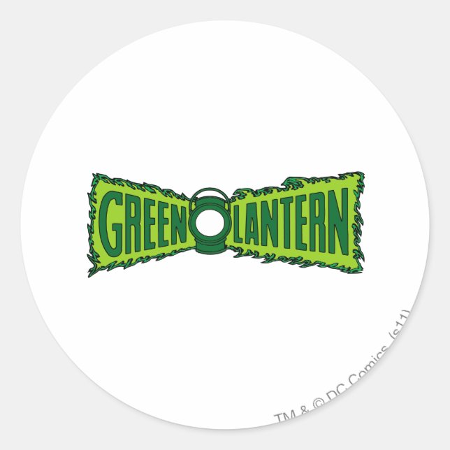 Green Logo Flames Classic Round Sticker (Front)
