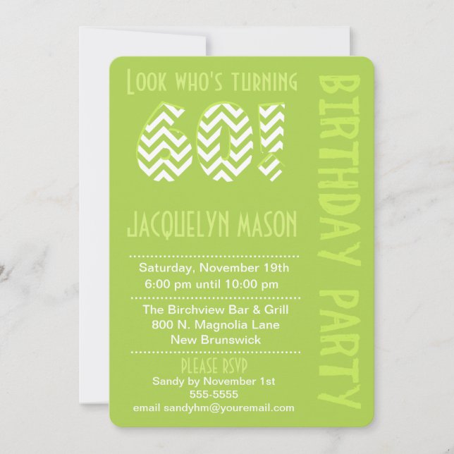 Green Look Who's Turning 60 Birthday Invitation (Front)