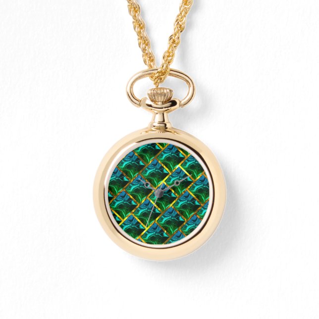 Green looks emerald, under gilt grid? watch (Front)