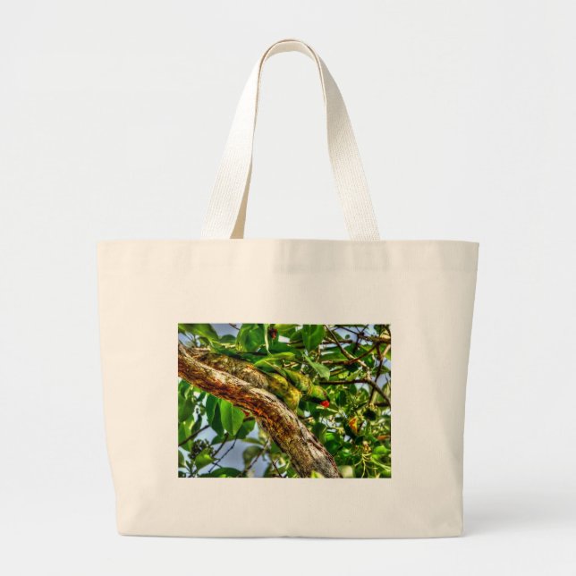 GREEN LORIKEET  AUSTRALIA ART EFFECTS LARGE TOTE BAG (Front)