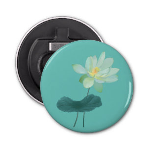 Green Lotus Flower Asian Inspired Bottle Opener