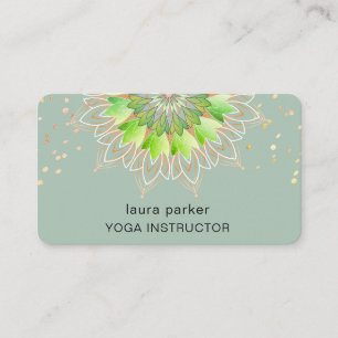 Green Lotus Flower Elegant Yoga Meditation Nature Business Card