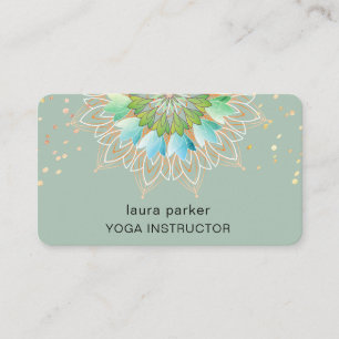 Green Lotus Flower Elegant Yoga Meditation Nature Business Card
