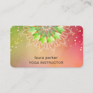 Green Lotus Flower Elegant Yoga Meditation Rainbow Business Card