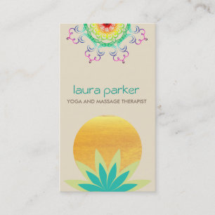Green Lotus Flower Logo Yoga Healing Health Business Card