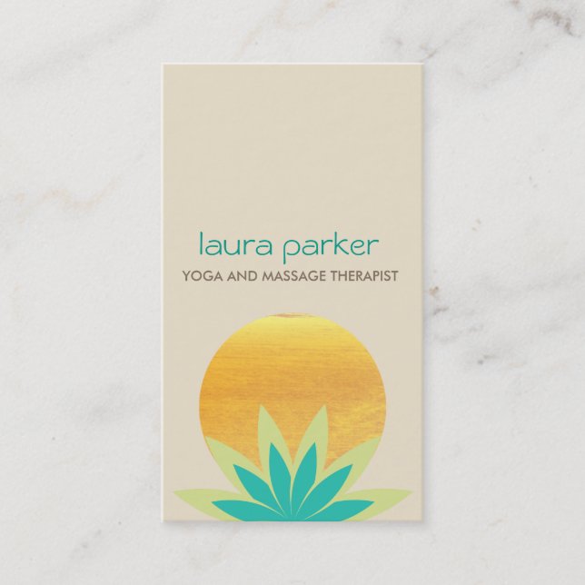 Green Lotus Flower Logo Yoga Healing Health Business Card (Front)