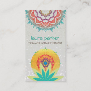 Green Lotus Flower Mandala Logo Yoga Healing Business Card