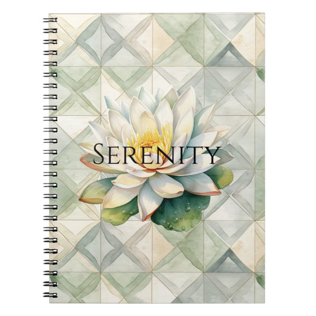 Green Lotus Flower Serenity Notebook (Front)