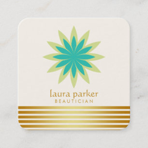 Green Lotus Flower Yoga Meditation Health Spa Square Business Card