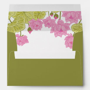 Green Lotus Lily Flowers Wedding Indian Envelope