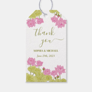 Green Lotus Lily Flowers Wedding Indian Gift Tags