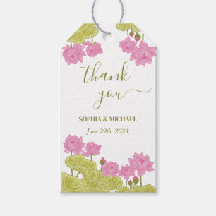 Green Lotus Lily Flowers Wedding Indian  Gift Tags