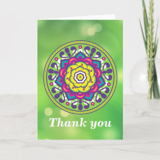 Green Lotus Mandala Thank You Card